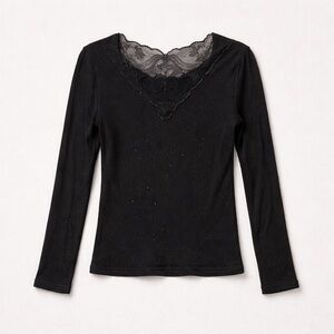 Elegant Black Lace Trim Top